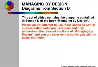 MANAGING BY DESIGN Diagrams from Section D