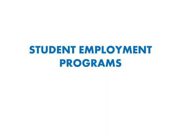 student employment programs