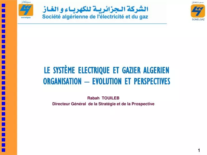 le syst me electrique et gazier algerien organisation evolution et perspectives