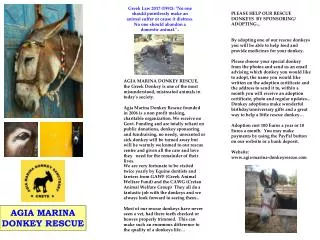 AGIA MARINA DONKEY RESCUE, the Greek Donkey is one of the most misunderstood, mistreated animals in today's society.