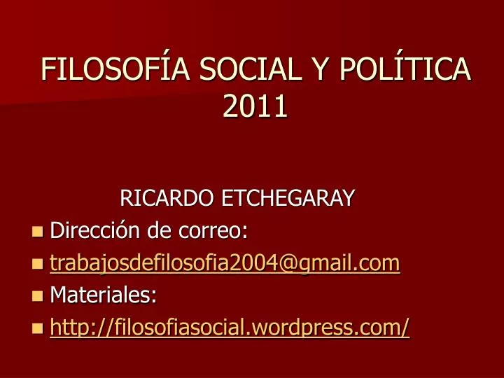 filosof a social y pol tica 2011
