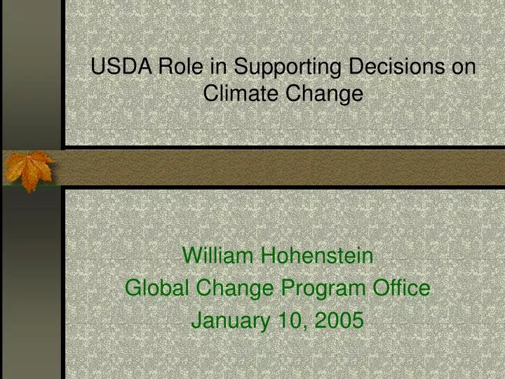 usda role in supporting decisions on climate change
