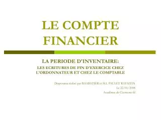 LE COMPTE FINANCIER