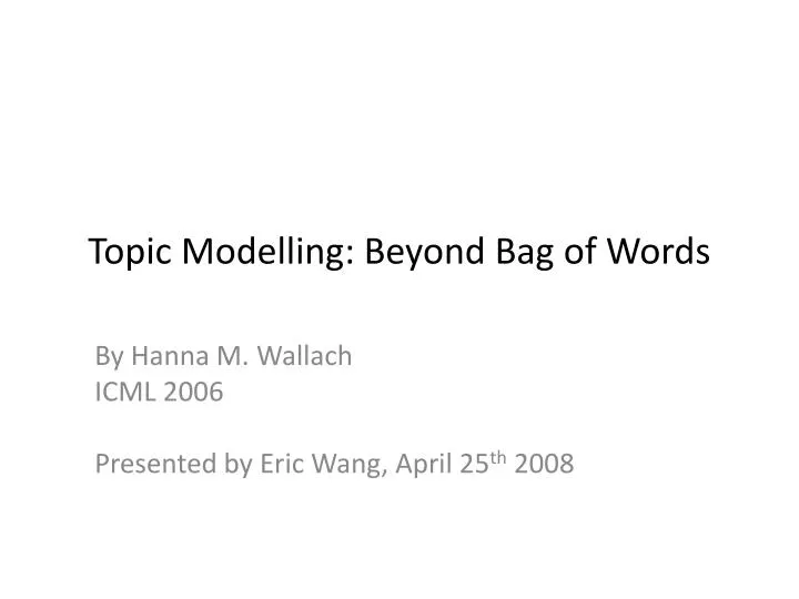 topic modelling beyond bag of words