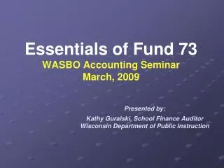 How does establishing a Fund 73 affect State Aid?