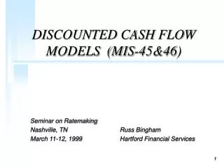 DISCOUNTED CASH FLOW MODELS (MIS-45&amp;46)