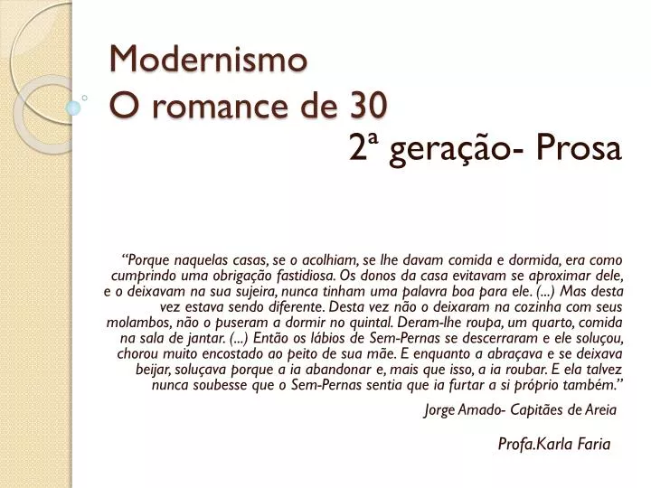 modernismo o romance de 30