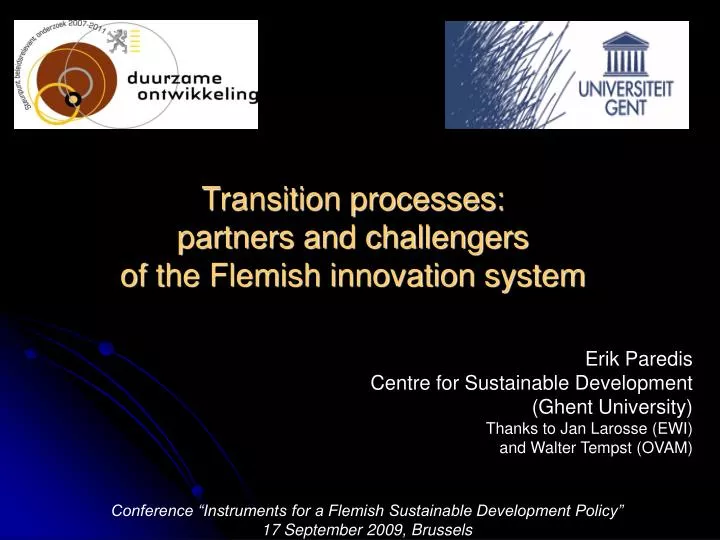 transition processes partners and challengers of the flemish innovation system