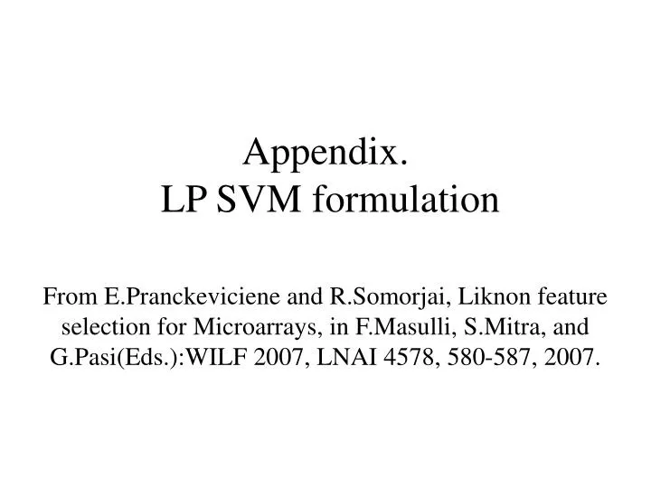 appendix lp svm formulation