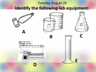 Tuesday, August 20 Identify the following lab equipment: