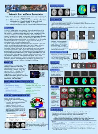 Automatic Brain and Tumor Segmentation Nathan Moon 1 , Elizabeth Bullitt 2,1 , Marcel Prastawa 1 , Koen van Leemput 4,5