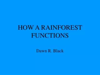 HOW A RAINFOREST FUNCTIONS