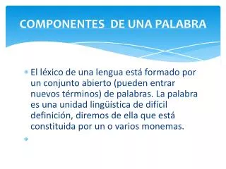 componentes de una palabra