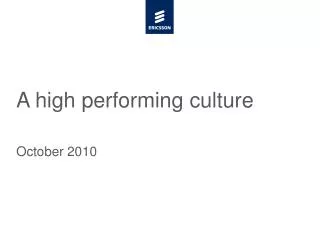 A high performing culture