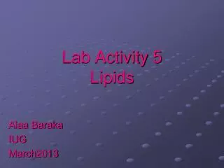 Lab Activity 5 Lipids