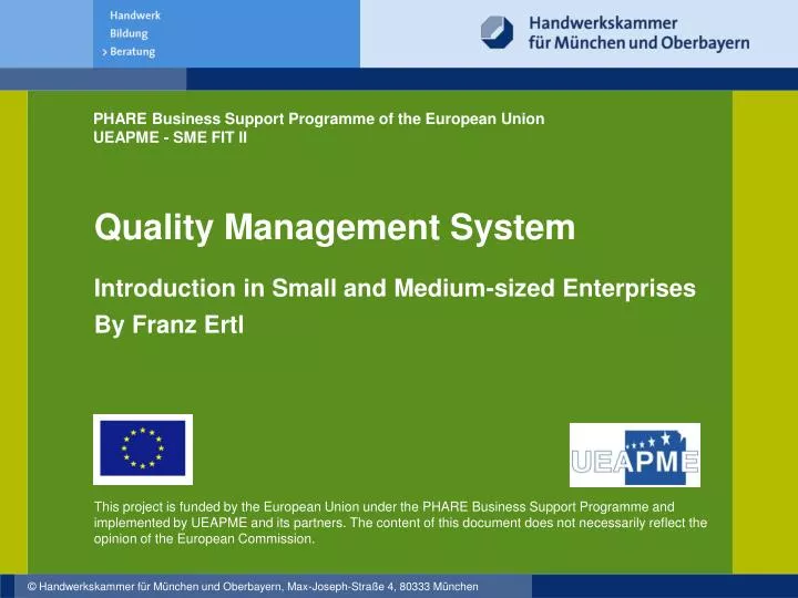 quality management system introduction in small and medium sized enterprises by franz ertl