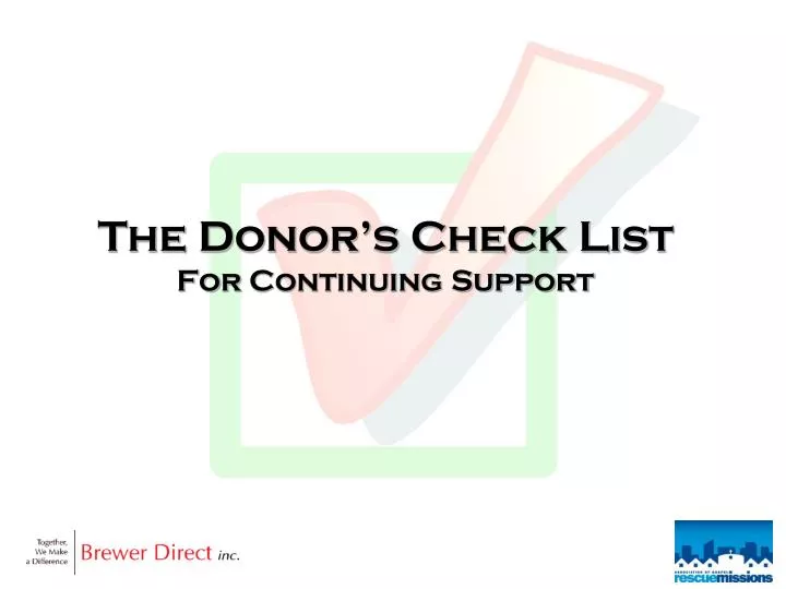 the donor s check list for continuing support
