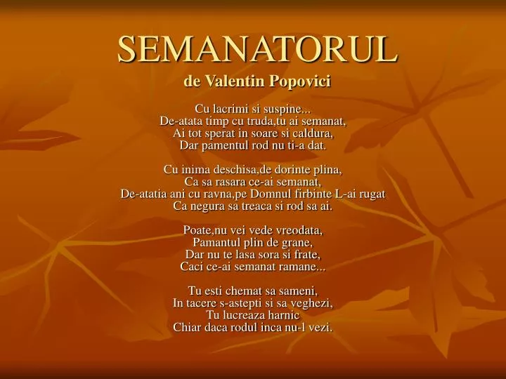 semanatorul de valentin popovici