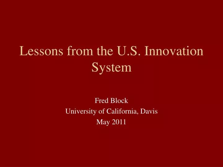 lessons from the u s innovation system