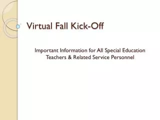 Virtual Fall Kick-Off