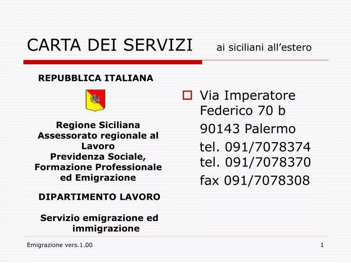 carta dei servizi ai siciliani all estero