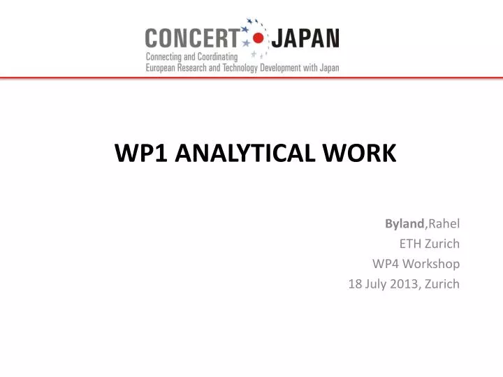 wp1 analytical work