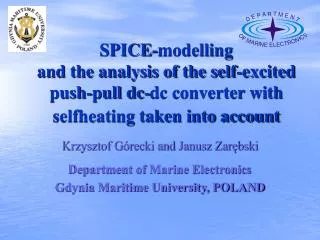 SPICE-modelling and the analysis of the self-excited push-pull dc-dc converter with selfheating taken into account
