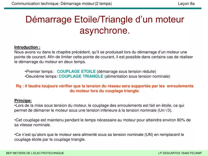 d marrage etoile triangle d un moteur asynchrone