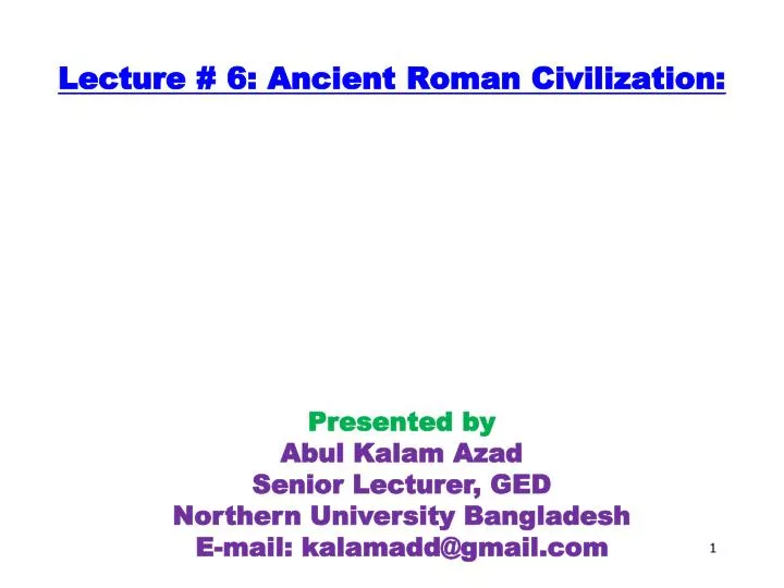 lecture 6 ancient roman civilization