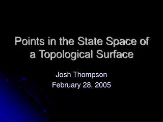 Points in the State Space of a Topological Surface