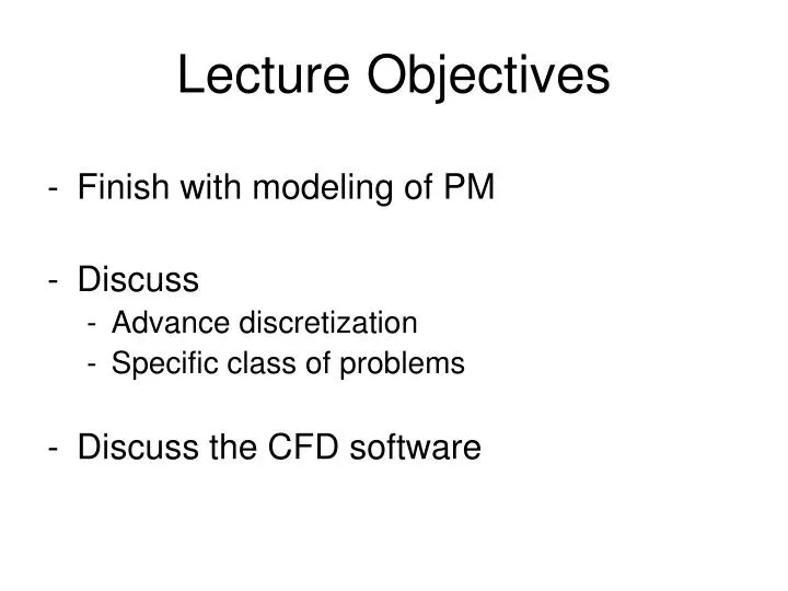 lecture objectives