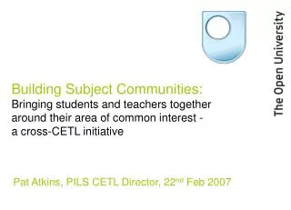 Building Subject Communities: Bringing students and teachers together around their area of common interest - a cross-C