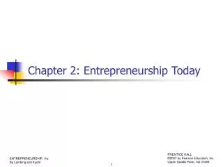 Chapter 2: Entrepreneurship Today