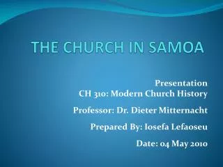 THE CHURCH IN SAMOA