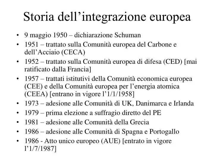 storia dell integrazione europea