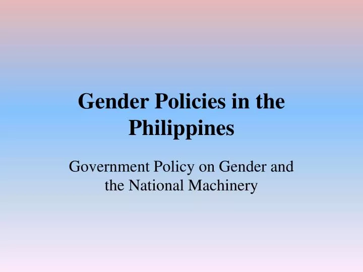 gender policies in the philippines