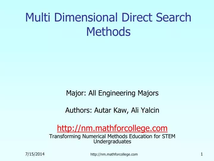 multi dimensional direct search methods
