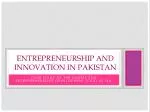 Entrepreneurship and Innovation in Pakistan