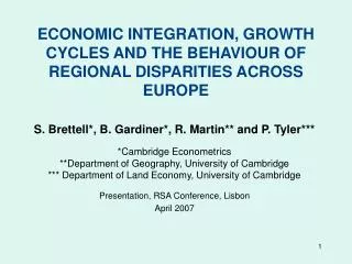 ECONOMIC INTEGRATION, GROWTH CYCLES AND THE BEHAVIOUR OF REGIONAL DISPARITIES ACROSS EUROPE