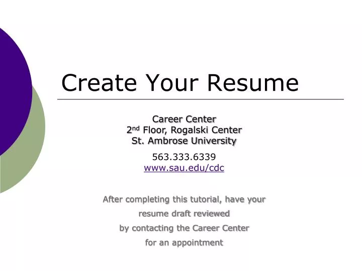 create your resume