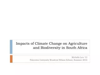 Impacts of Climate Change on Agriculture and Biodiversity in South Africa