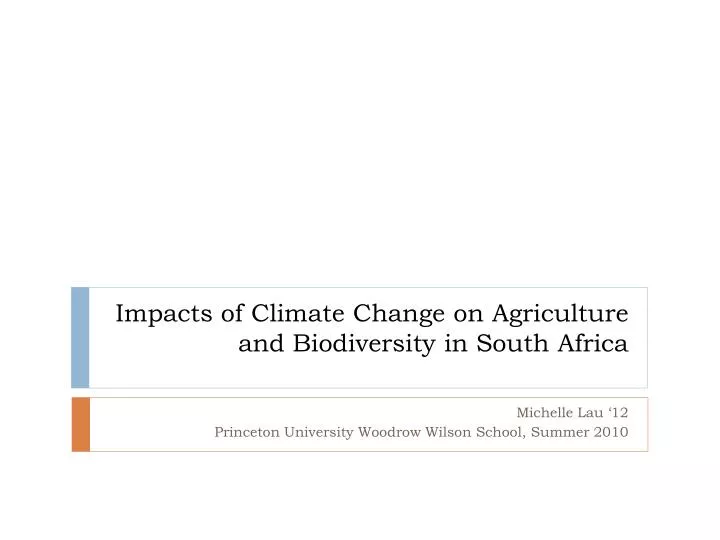 impacts of climate change on agriculture and biodiversity in south africa
