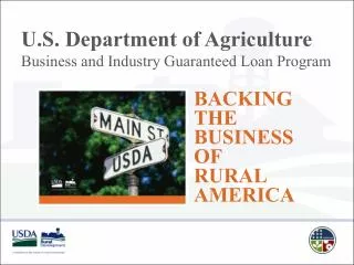 U.S. Department of Agriculture Business and Industry Guaranteed Loan Program