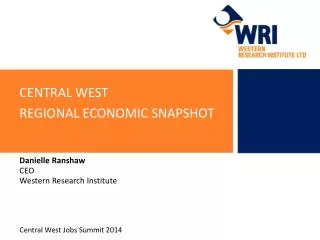 central west Regional economic snapshot