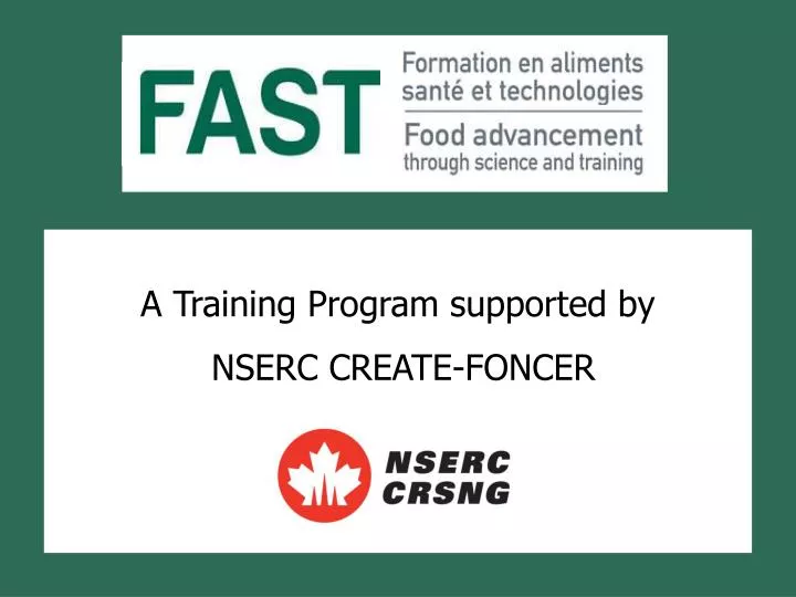 a training program supported by nserc create foncer