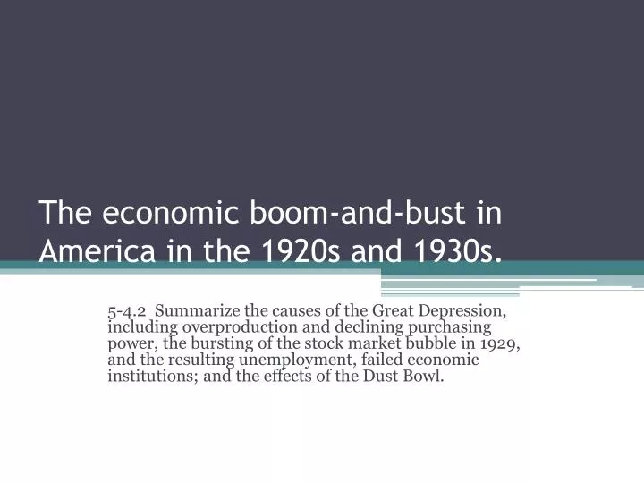 the economic boom and bust in america in the 1920s and 1930s