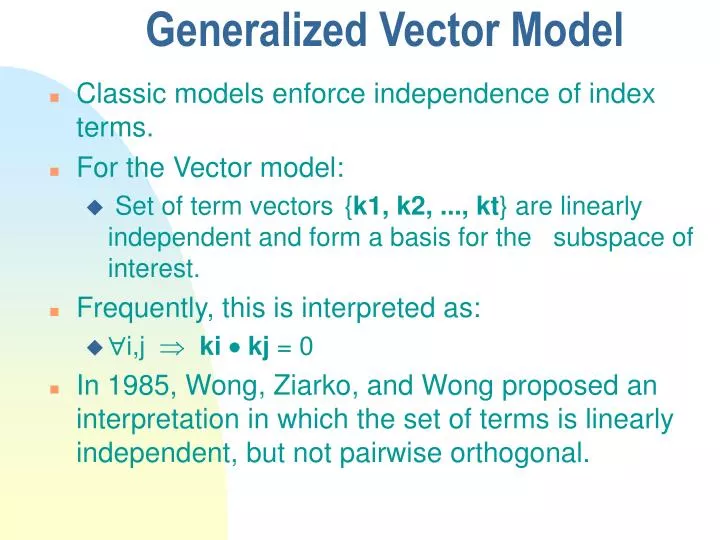 generalized vector model