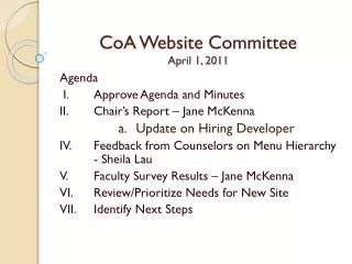 CoA Website Committee April 1, 2011