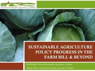 Sustainable Agriculture Policy Progress in the Farm Bill &amp; Beyond