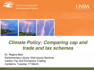 Dr. Regina Betz Parliamentary Library Vital Issues Seminar Carbon Tax and Emissions Trading Canberra, Tuesday 17 March